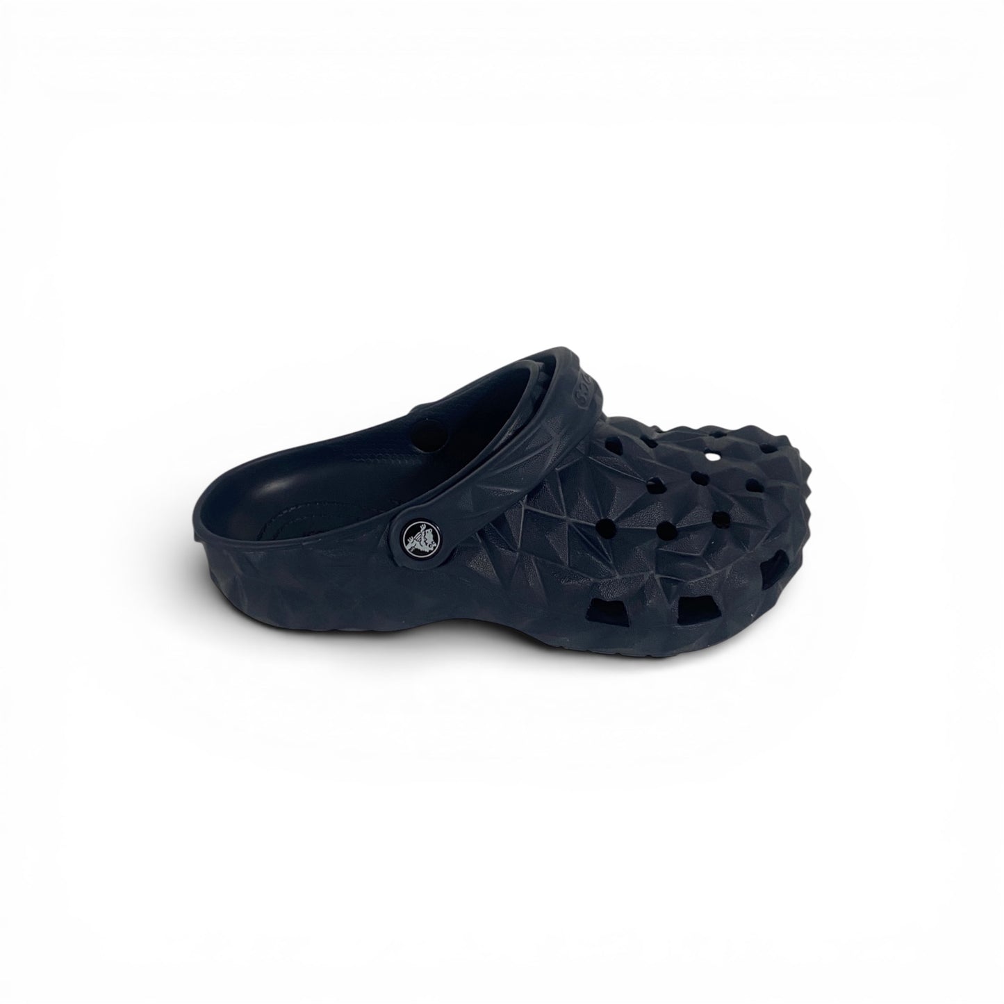 Unisex Black Geometric Pattern Crocs – Premium Comfort Clogs with Adjustable Strap
