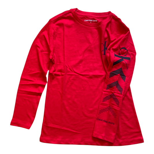 Calvin Klein Kids T-Shirt Garçon Manches Longues – Sportswear Fit Logo Signature