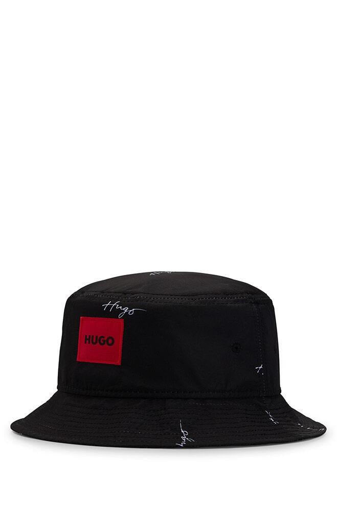 Bob HUGO Noir Monogramme avec Patch Logo Rouge
