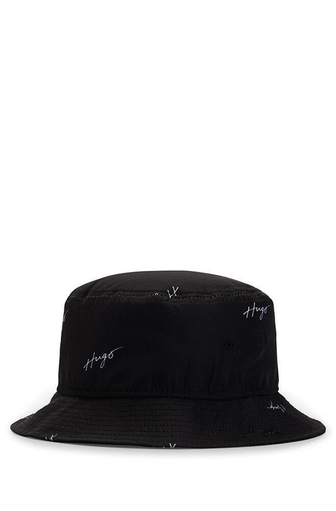 Bob HUGO Noir Monogramme avec Patch Logo Rouge
