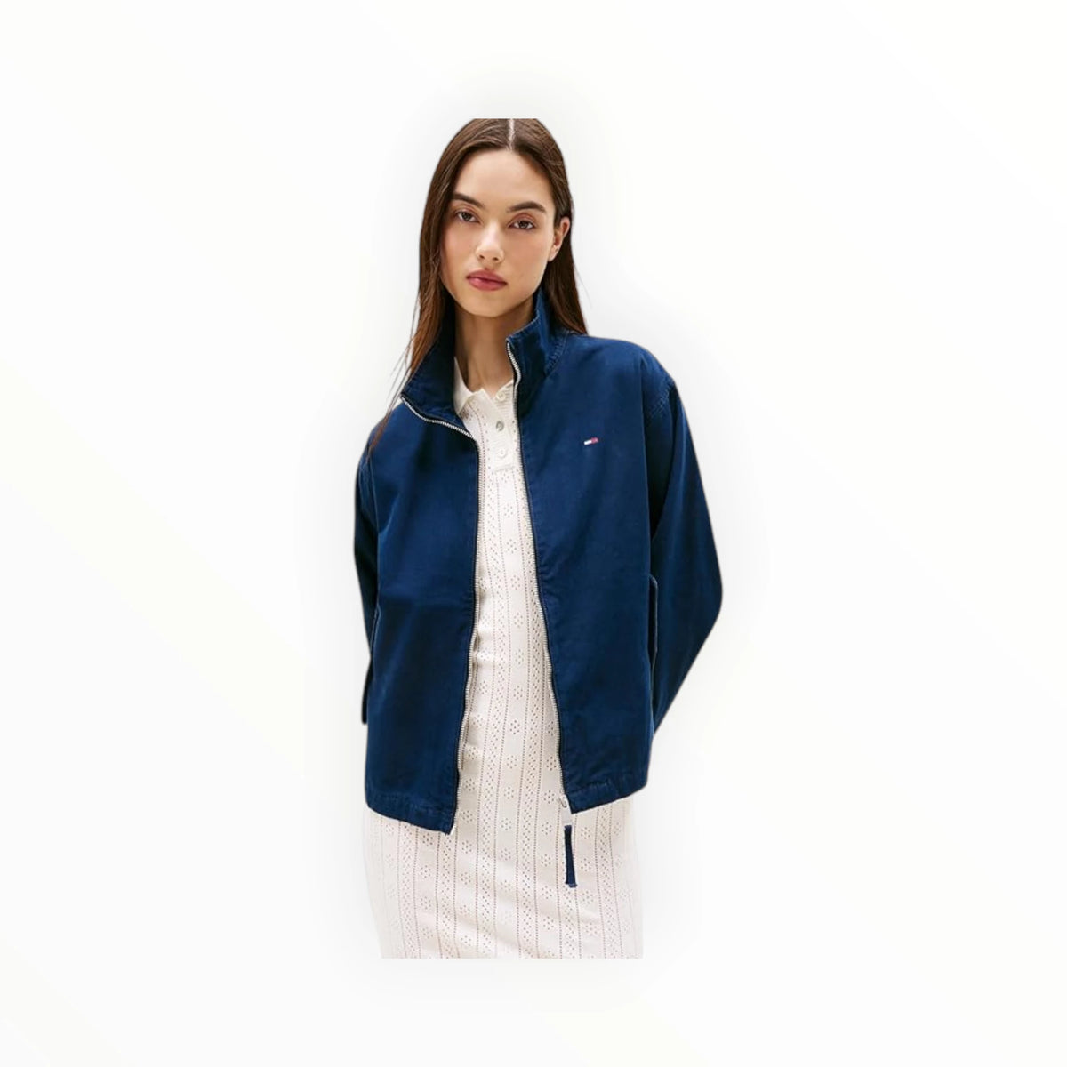 Tommy Hilfiger women's navy vest from Tommy Jeans collection, featuring front pockets and a classic design.
