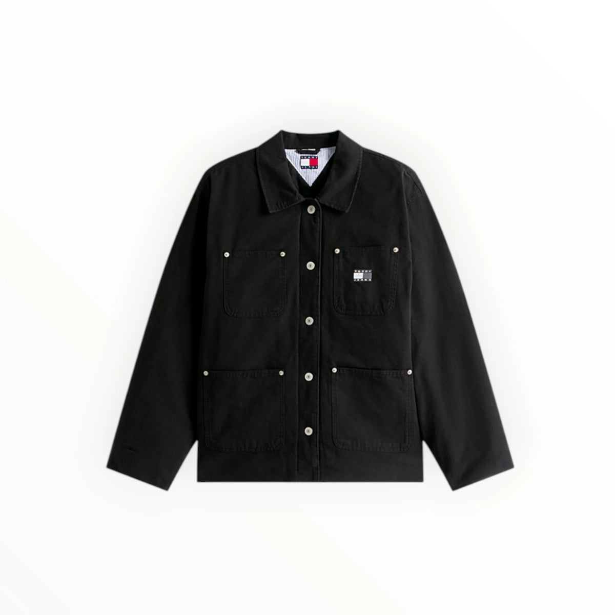 Black Tommy Hilfiger workwear vest from BITAMBS with a sleek, durable design, featuring logo accents and functional pockets.