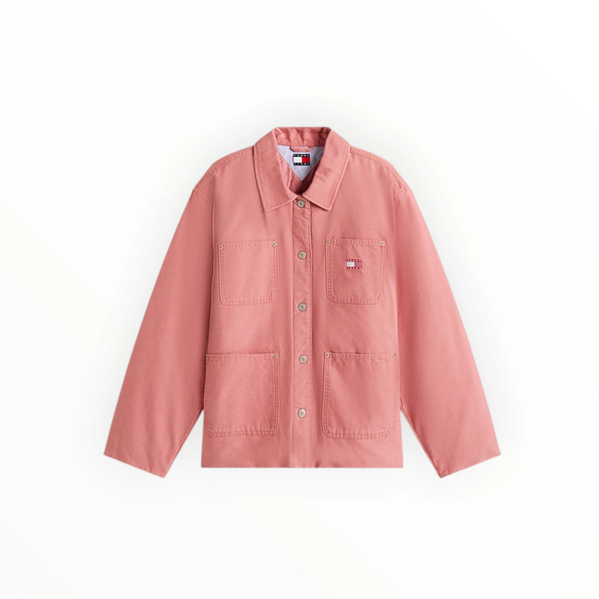 Pink Tommy Hilfiger workwear vest, model DW0DW21382, by BITAMBS, featuring a fitted design and durable fabric.