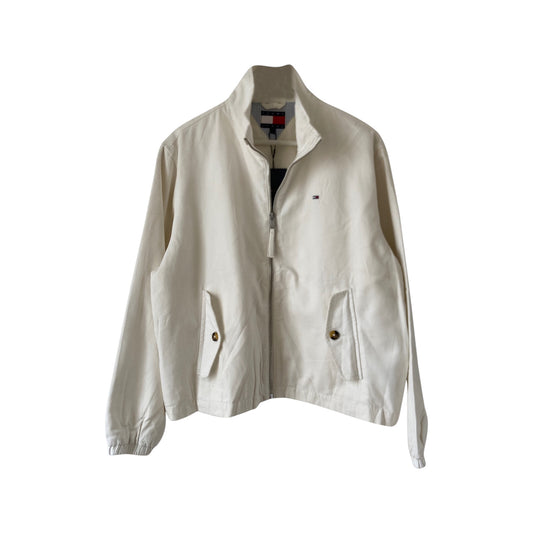Veste Blanche Tommy Hilfiger Femme DW0DW20526, veste Tommy Jeans zippée, vue de face, style casual moderne.