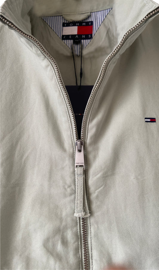 Veste Tommy Hilfiger Coupe Courte Zippée – Blouson Léger Mi-Saison Casual Chic (Bleu, Beige, Vert, Blanc)