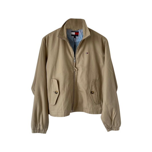 Veste Beige Tommy Hilfiger Femme DW0DW20526, veste Tommy Jeans zippée, vue de face, style casual moderne.