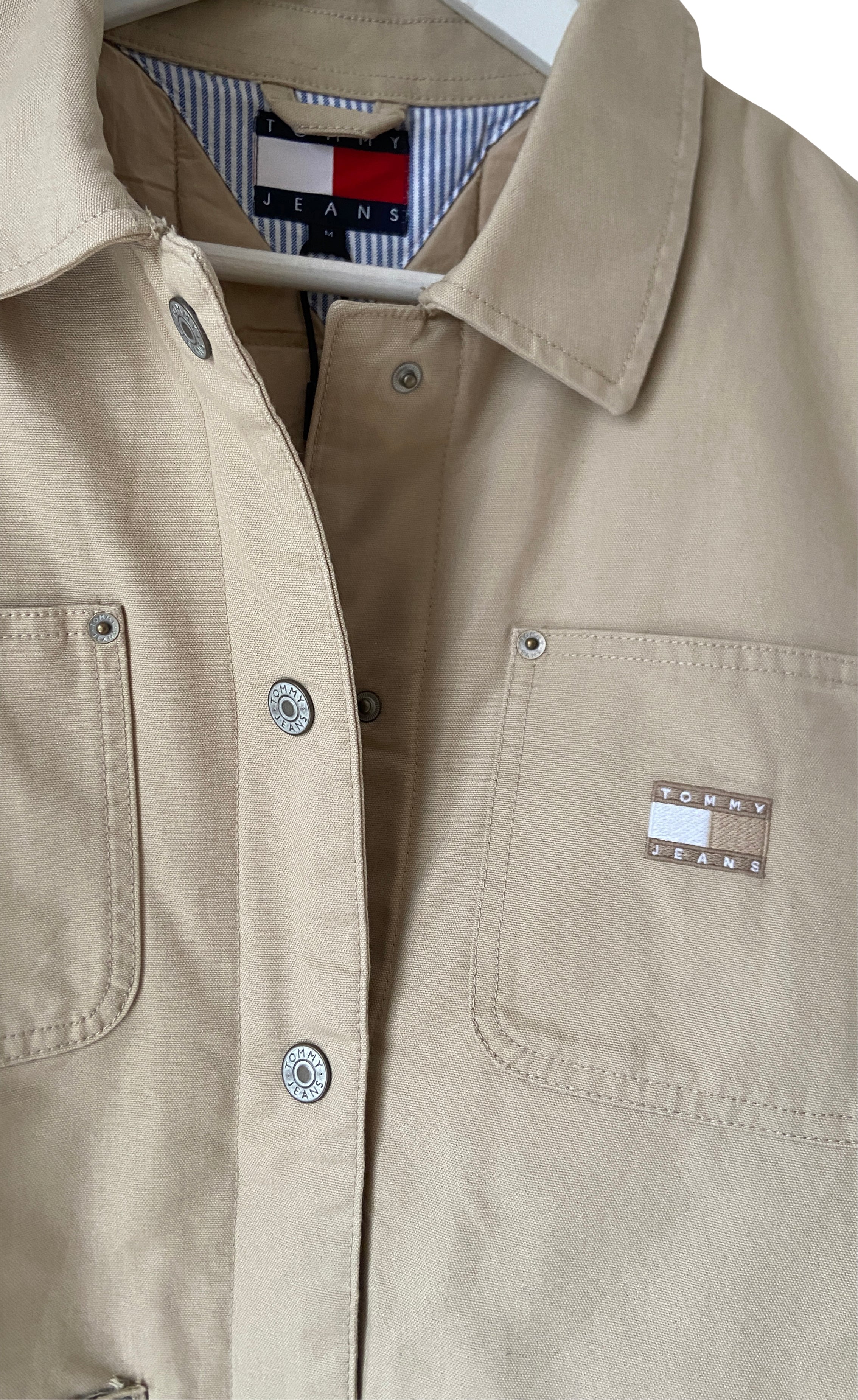 Tommy Hilfiger Women's Jacket DW0DW21382 – Beige Workwear Style Jacket with Pockets