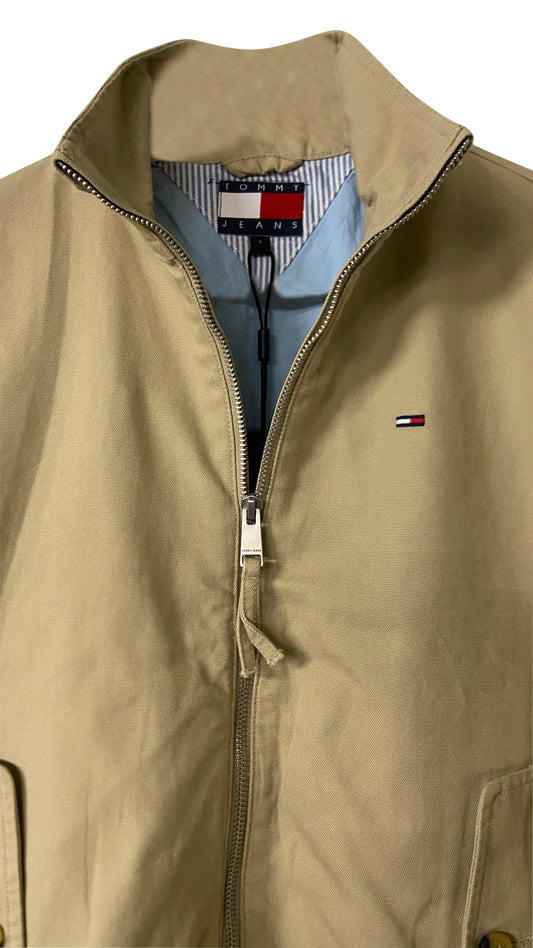 Veste Tommy Hilfiger Coupe Courte Zippée – Blouson Léger Mi-Saison Casual Chic (Bleu, Beige, Vert, Blanc)