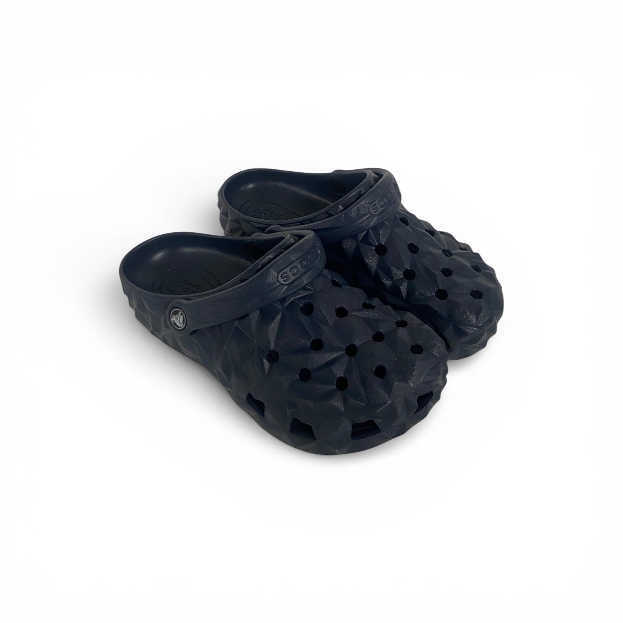 Unisex Black Geometric Pattern Crocs – Premium Comfort Clogs with Adjustable Strap