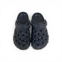Unisex Black Geometric Pattern Crocs – Premium Comfort Clogs with Adjustable Strap