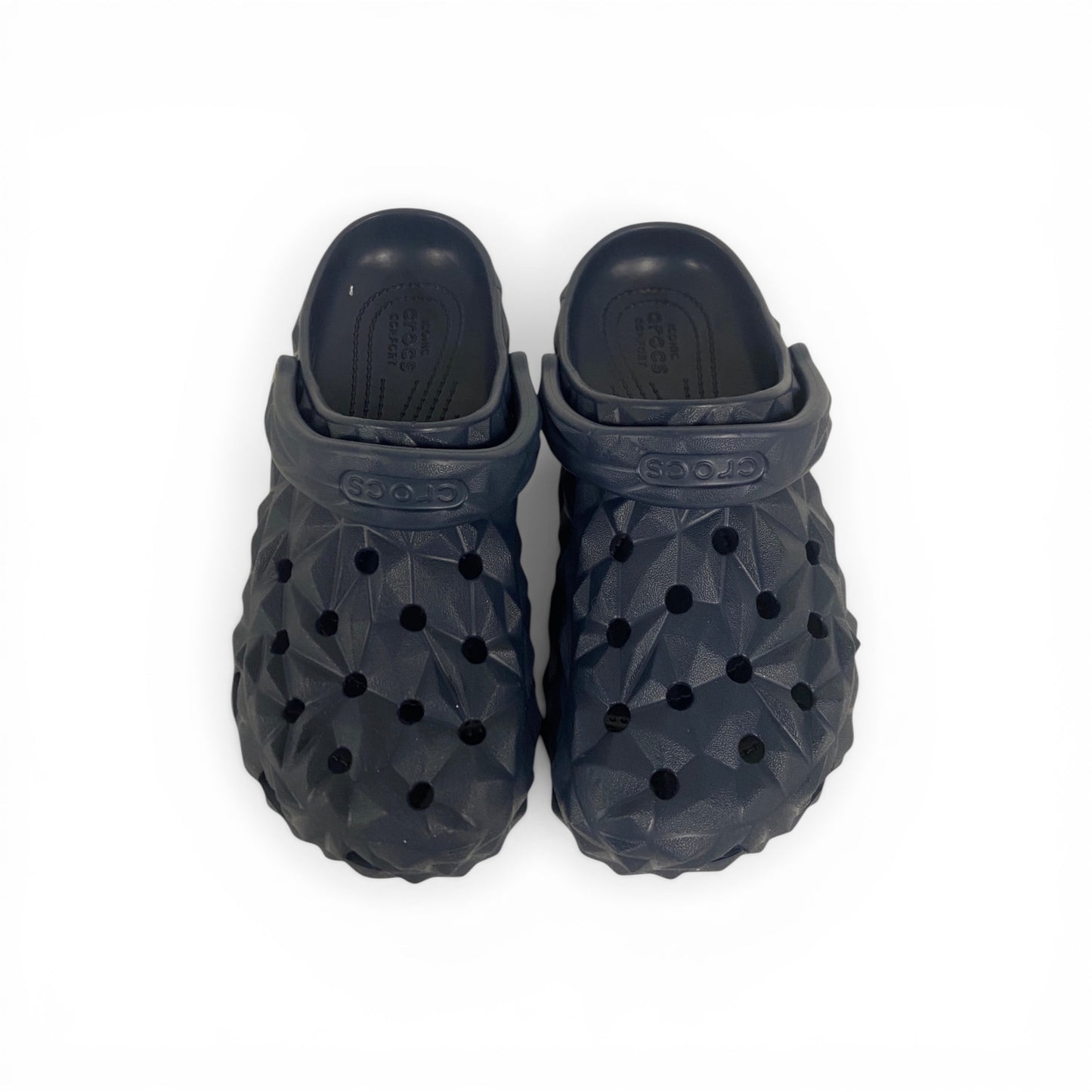 Unisex Black Geometric Pattern Crocs – Premium Comfort Clogs with Adjustable Strap