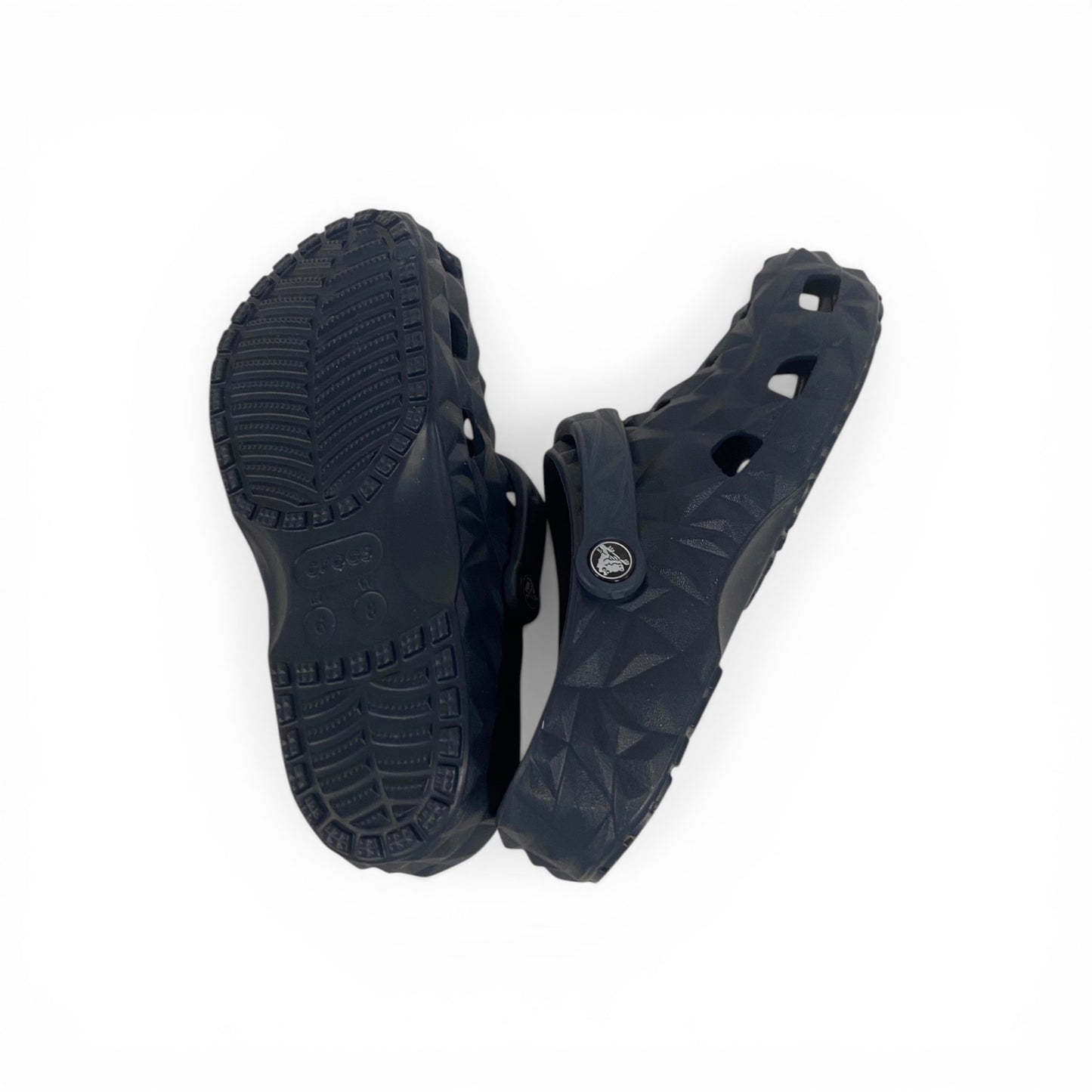 Unisex Black Geometric Pattern Crocs – Premium Comfort Clogs with Adjustable Strap