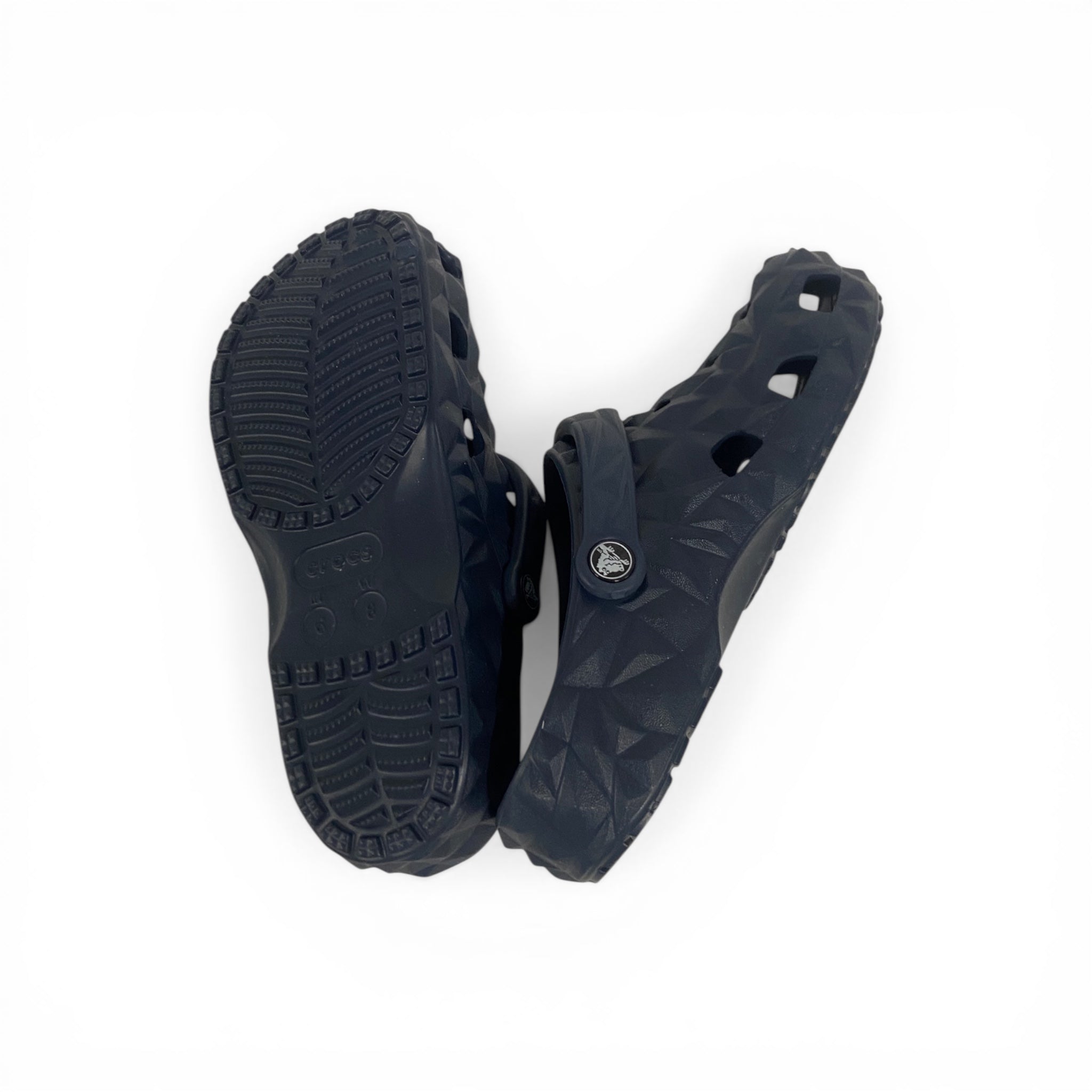 Unisex Black Geometric Pattern Crocs – Premium Comfort Clogs with Adjustable Strap