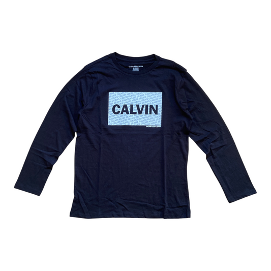 T-Shirt Calvin Klein Jeans Enfant Noir – T-Shirt Manches Longues Logo CALVIN