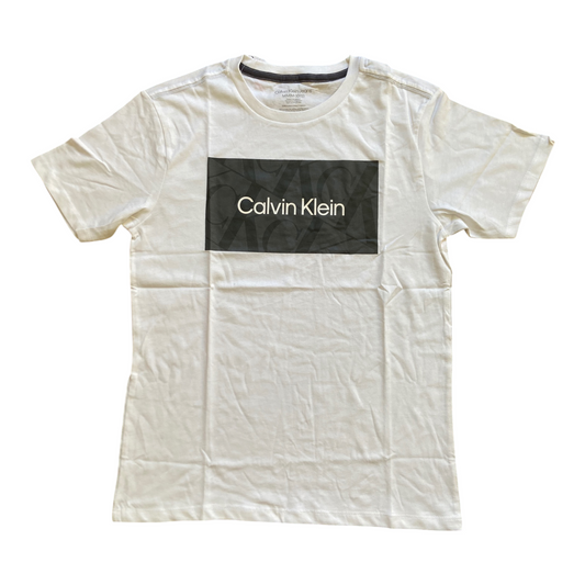 T-Shirt Calvin Klein Jeans Enfant Blanc – T-Shirt Logo CK Box Manches Courtes