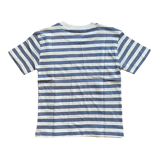 T-Shirt Calvin Klein Jeans Enfant Blanc Rayé Bleu – T-Shirt Coton à Poche Logo CK