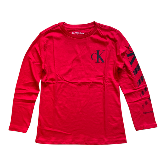 Calvin Klein Kids T-Shirt Garçon Manches Longues – Sportswear Fit Logo Signature