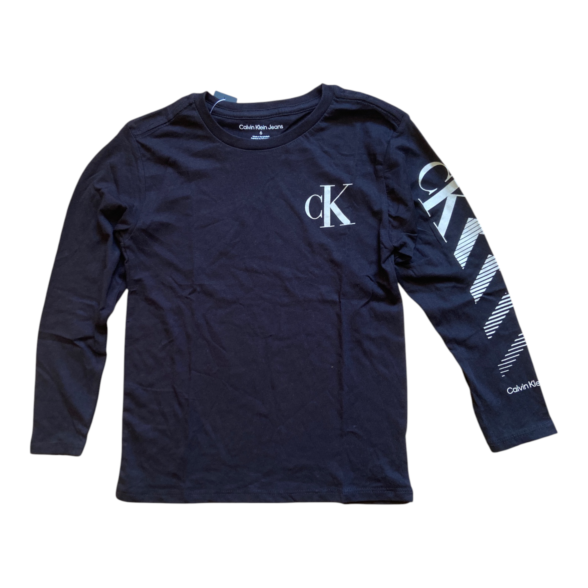 Calvin Klein Kids T-Shirt Garçon Manches Longues – Sportswear Fit Logo Signature