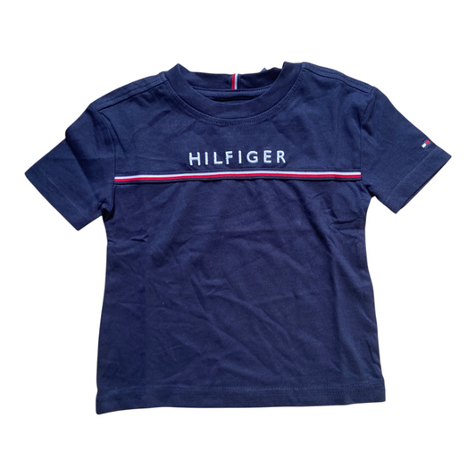 Tommy Hilfiger Boys Chest Stripe Logo T-Shirt – T-shirt Garçon Bleu Marine en Coton