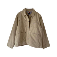 BITAMBS Tommy Hilfiger beige cotton canvas workwear jacket with utility pockets and button-down front