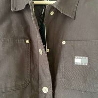 BITAMBS Tommy Hilfiger black cotton canvas workwear jacket with branded metal buttons and chest pocket logo