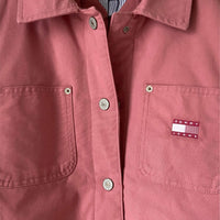 BITAMBS Tommy Hilfiger pink cotton canvas workwear jacket with utility pockets and branded metal buttons